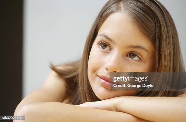 close-up of a girl day dreaming - and haryana police joint mock drill ahead of republic day stockfoto's en -beelden