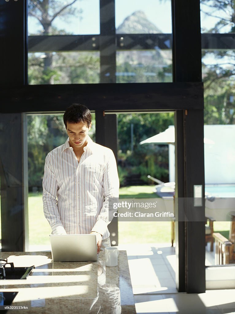 Young man using a laptop