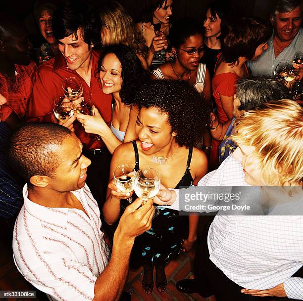 high angle view of people enjoying a party - estilo musical imagens e fotografias de stock