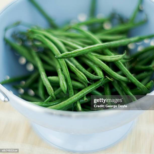 close-up of a bowl of fresh uncut haricot beans - magnoliopsida bildbanksfoton och bilder