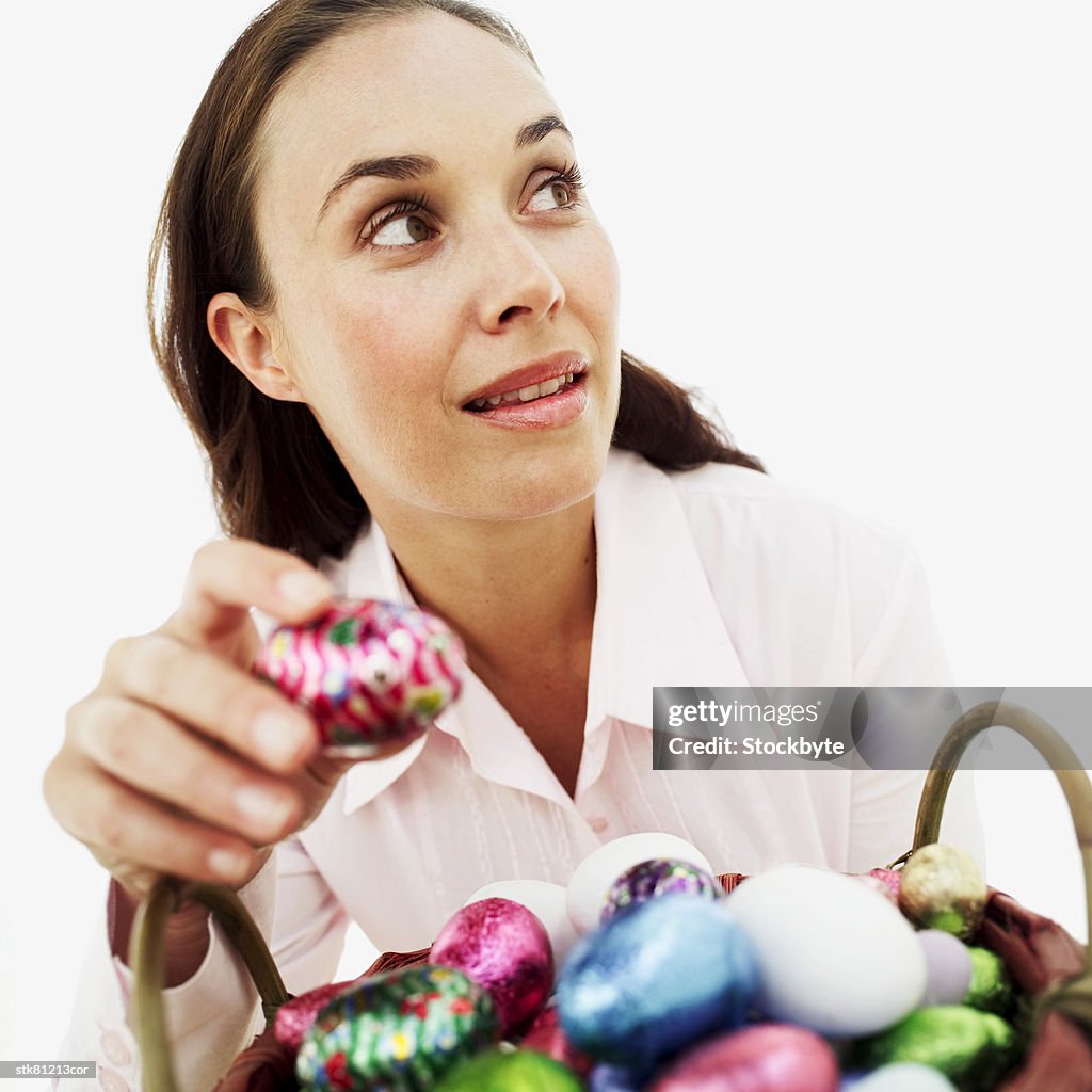 Woman stealing an Easter egg