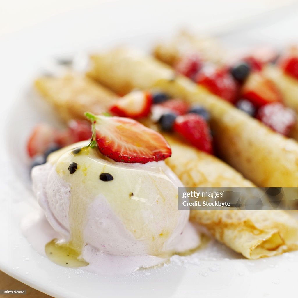 Crepe and ice-cream desert