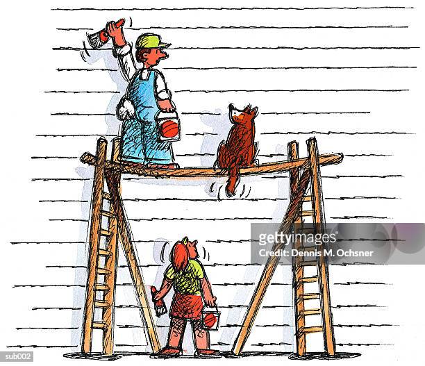 55 Scaffolding Workers Cartoon High Res Illustrations - Getty Images