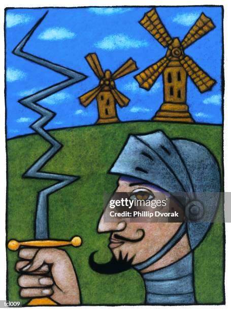 don quixote - handlebar moustache stock illustrations