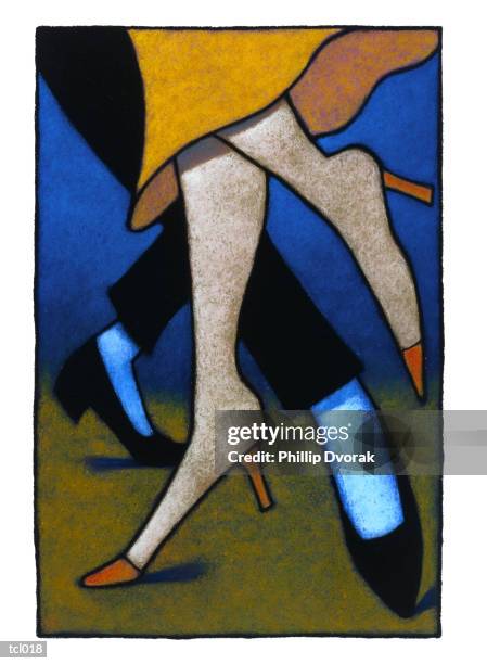 couple dancing - feet dancing stock illustrations