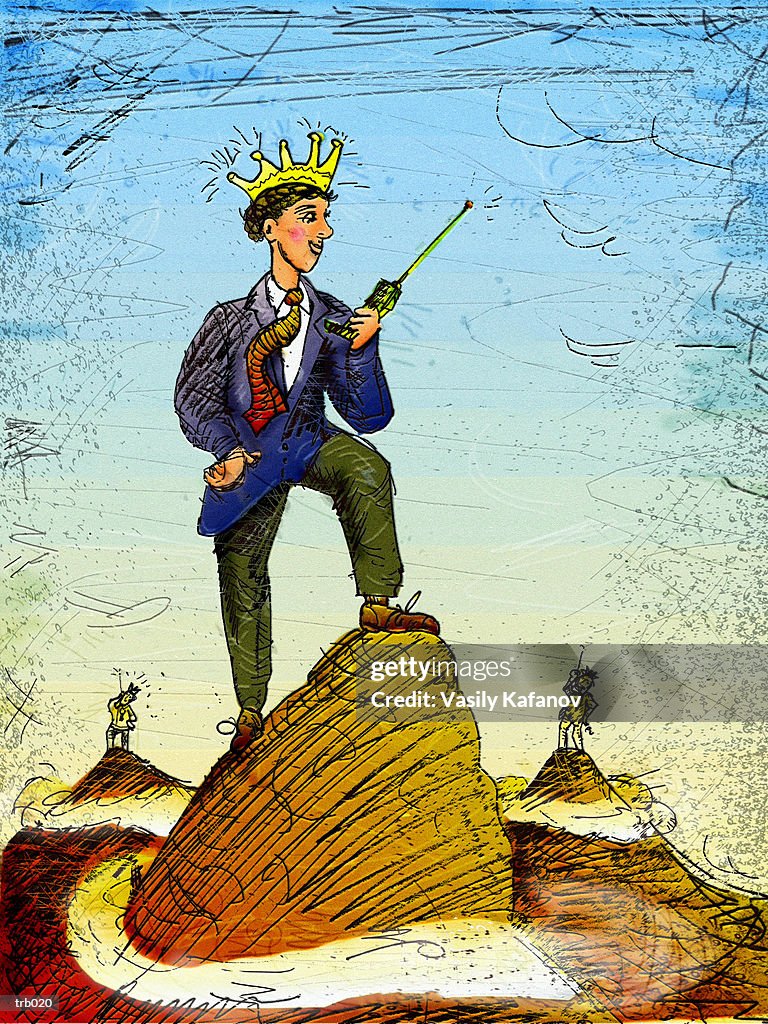 Crowned Man with Cell Phone