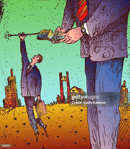 man hanging to cell phone - checking phone outside stock illustrations
