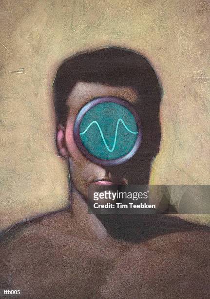 man equipped with oscilloscope - only mid adult men stock illustrations