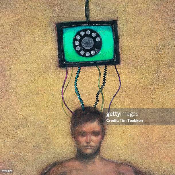 man?s head wired to network - next to stock-grafiken, -clipart, -cartoons und -symbole