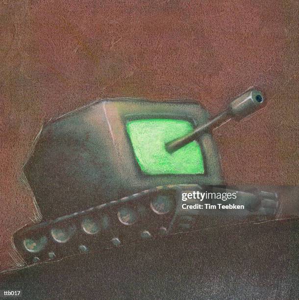 stockillustraties, clipart, cartoons en iconen met computerized tank - olie en acrylverf
