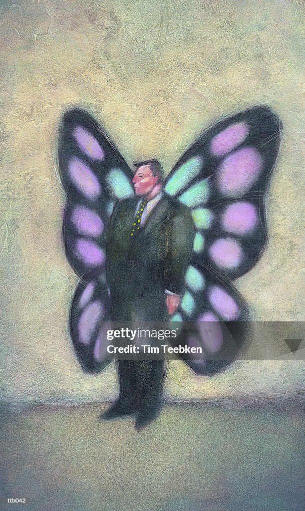 Businessman with Butterfly Wings