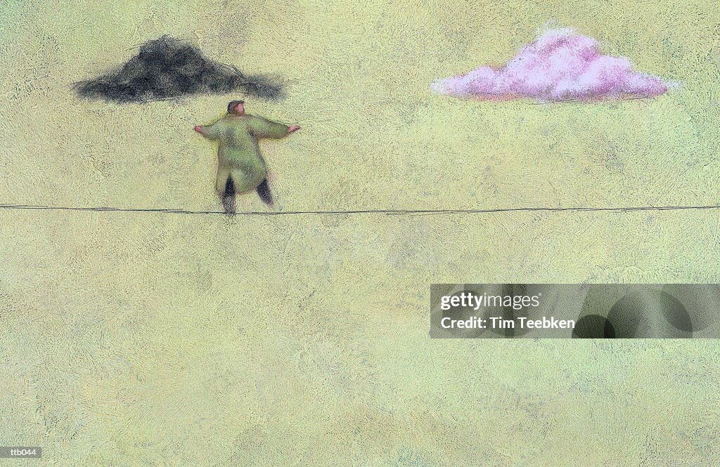 Man Walking Tightrope