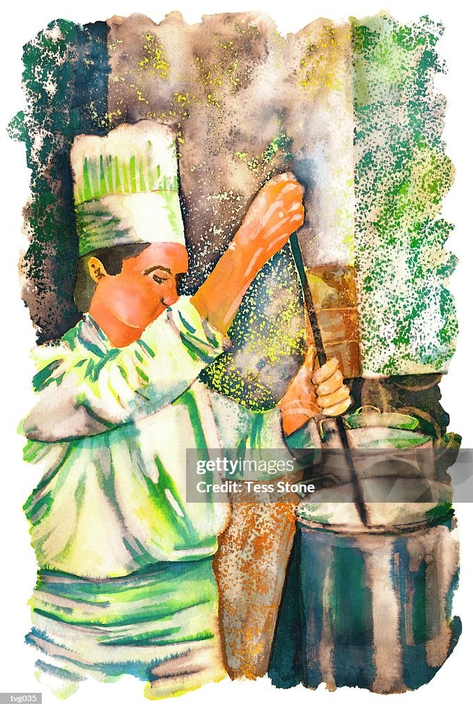 Chef Stirring Sauce