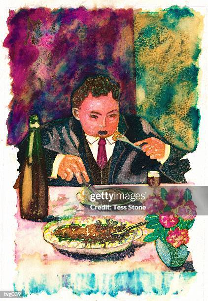 businessman dining out - went out stock illustrations