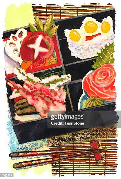 sushi meal - lotuswurzel stock-grafiken, -clipart, -cartoons und -symbole
