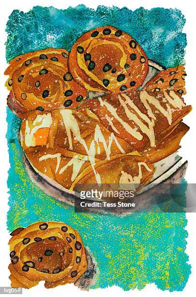 breakfast pastries - dried food stock illustrations