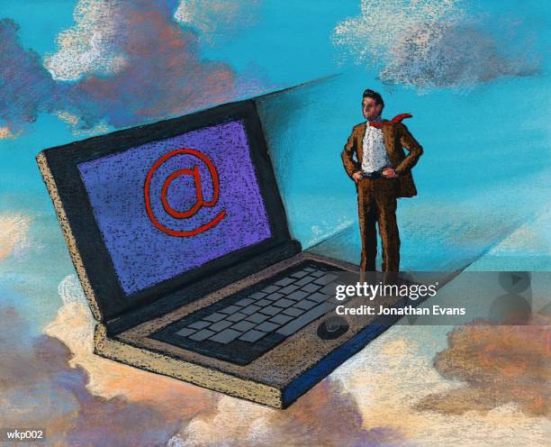 world wide web - using laptop outside stock illustrations