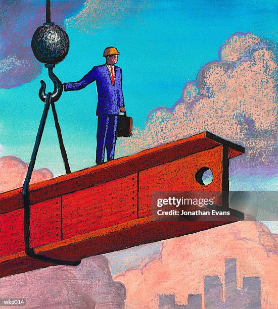 man at construction site - design occupation stock illustrations