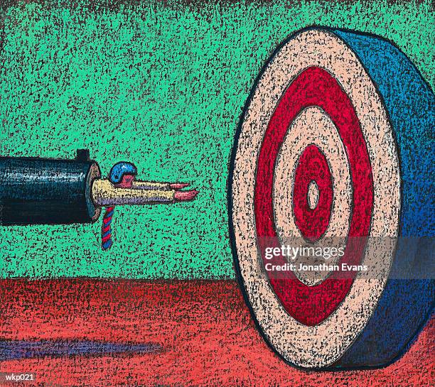 man on target - human cannon ball stock illustrations