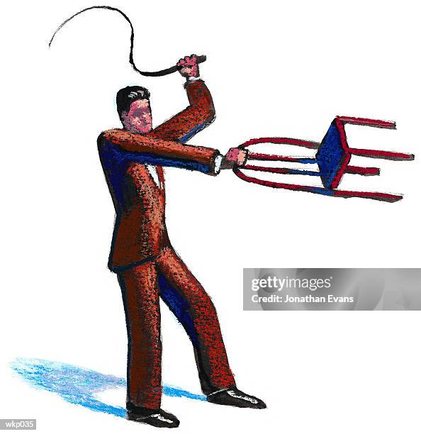 illustrazioni stock, clip art, cartoni animati e icone di tendenza di man with whip & chair - dipinto a tempera