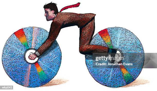 ilustrações de stock, clip art, desenhos animados e ícones de man as cd bicycle - pintura em têmpera