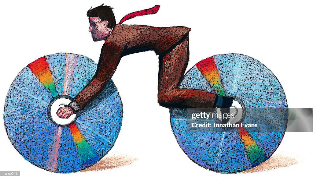 Man as CD Bicycle