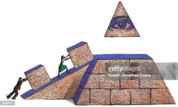 ilustrações, clipart, desenhos animados e ícones de building a pyramid - pintura em têmpera