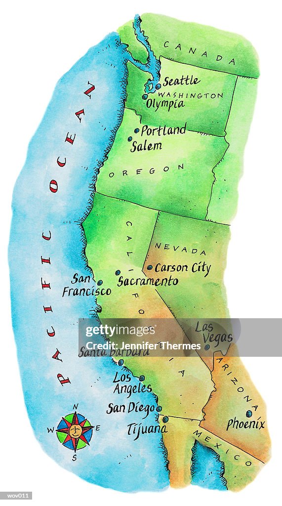 Map of American West Coast