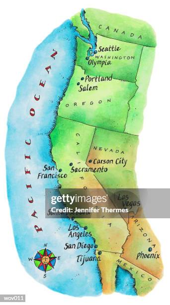 Map Of American West Coast High-Res Vector Graphic