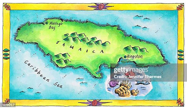 map of jamaica - greater antilles stock illustrations