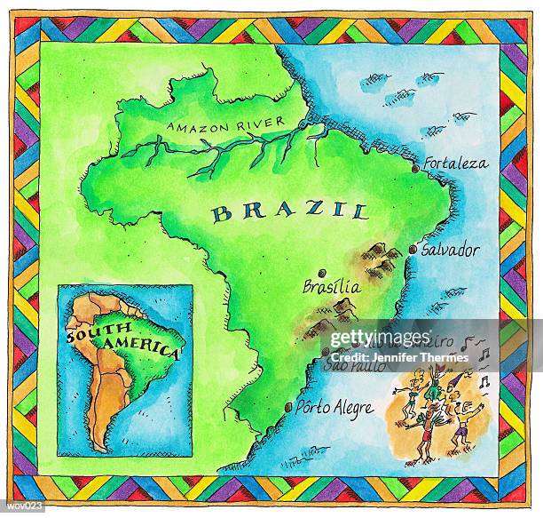 illustrazioni stock, clip art, cartoni animati e icone di tendenza di map of brazil - genere musicale