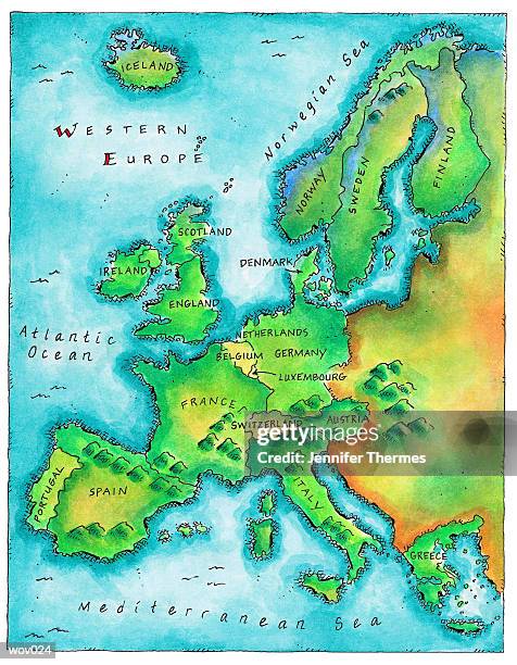 map of western europe - europäisches nordmeer stock-grafiken, -clipart, -cartoons und -symbole