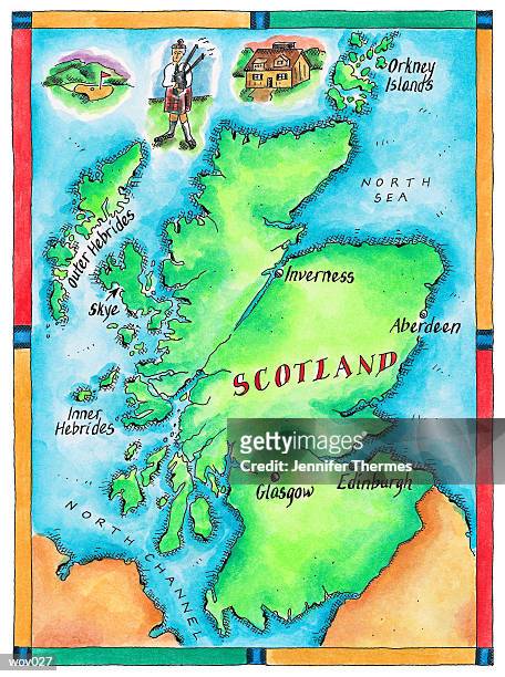 stockillustraties, clipart, cartoons en iconen met map of scotland - thousands of british and irish students descend on spanish town for saloufest