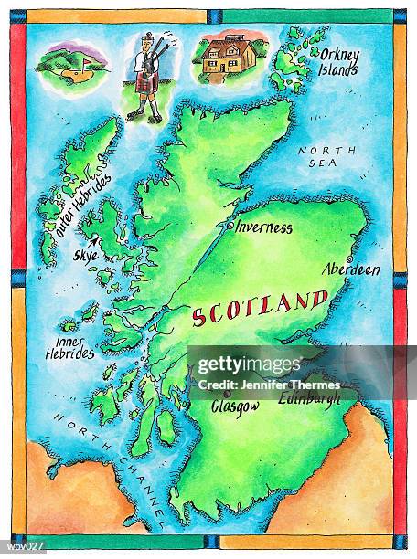 map of scotland - highland islands stock illustrations