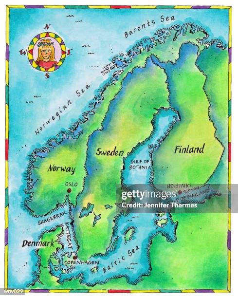 map of scandinavia - oresund region 幅插畫檔、美工圖案、卡通及圖標