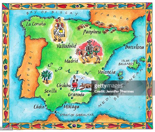 stockillustraties, clipart, cartoons en iconen met map of spain - queen letizia of spain attends the opening of the international music school summer courses by princess of asturias foundation