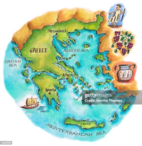 map of greece & greek isles - jennifer 幅插畫檔、美工圖案、卡通及圖標