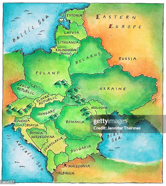 map of eastern europe - adriatic sea stock-grafiken, -clipart, -cartoons und -symbole