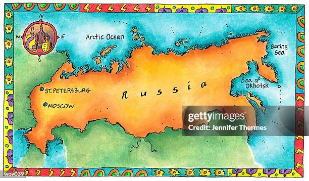 illustrazioni stock, clip art, cartoni animati e icone di tendenza di map of russia - cupola a cipolla