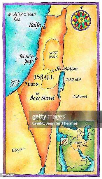 illustrazioni stock, clip art, cartoni animati e icone di tendenza di map of israel - negev