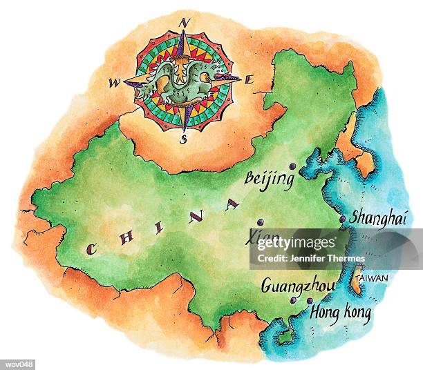 map of china - south east china stock illustrations