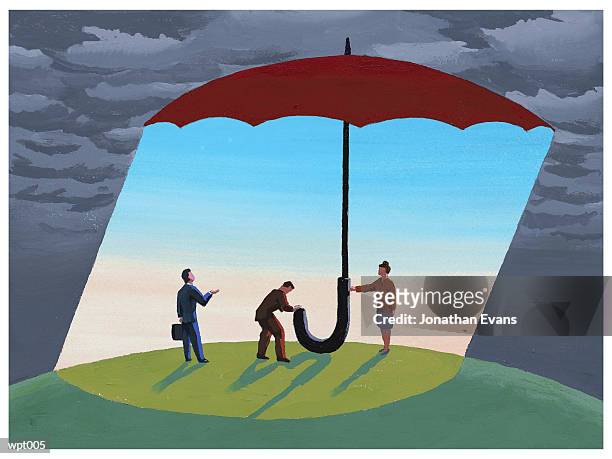 umbrella of calm - evans stock illustrations