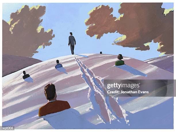 ilustraciones, imágenes clip art, dibujos animados e iconos de stock de man making tracks - estados de agua