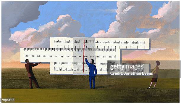 bildbanksillustrationer, clip art samt tecknat material och ikoner med corporate slide rule - calibration