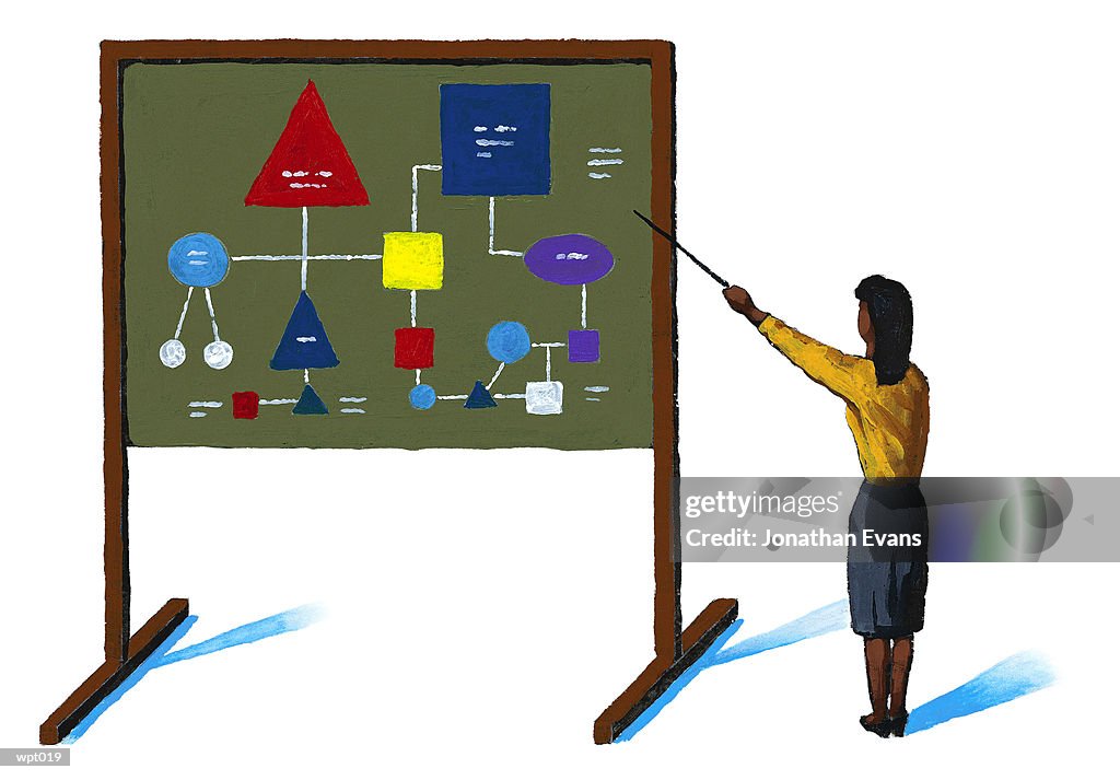 Woman Presenting Schematic Diagram