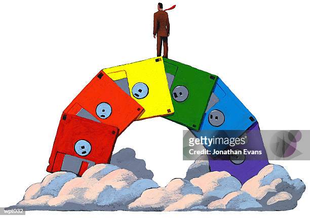 rainbow of floppy disks - arch bridge stock illustrations stock illustrations