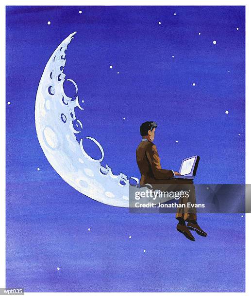 computing on the moon - colour intensity stock illustrations