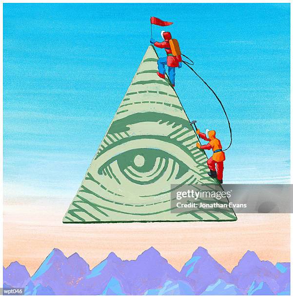 ilustraciones, imágenes clip art, dibujos animados e iconos de stock de scaling the financial pyramid - estados de agua