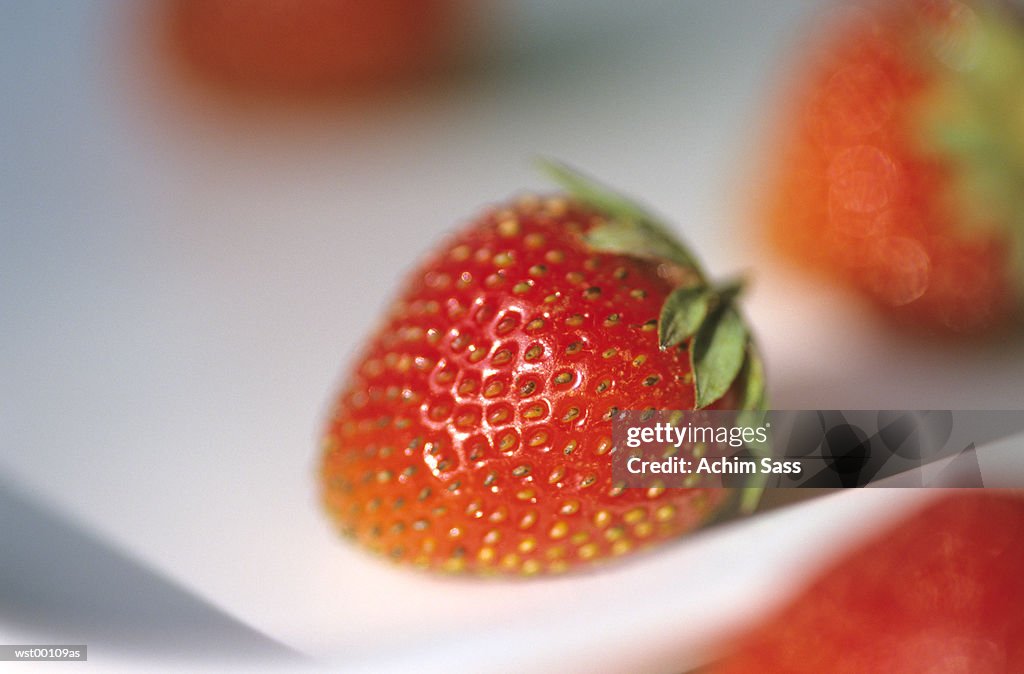Strawberries in tray, close up