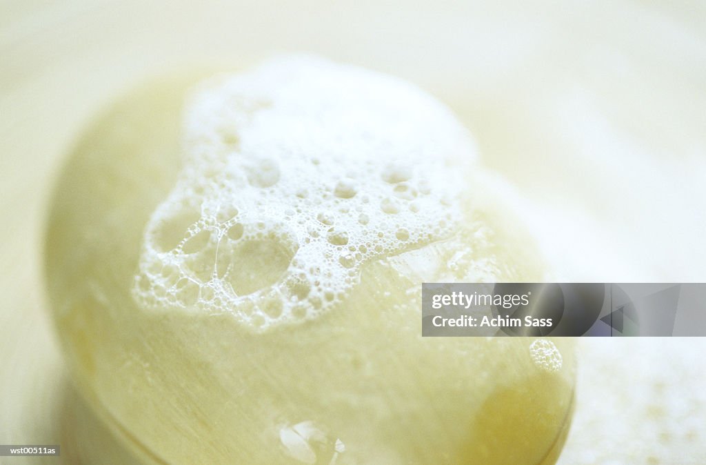 Wet bar of soap, close up